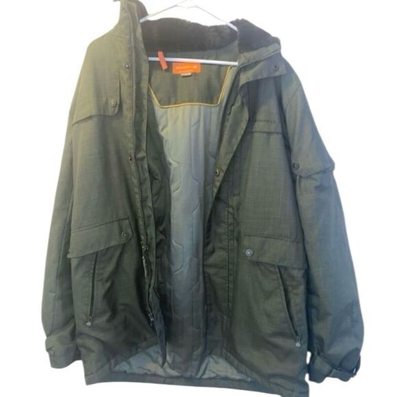 Merrell Men’s Green Waterproof Outdoor Utility Parka Jacket Size L Hooded Coat - Picture 3 of 8